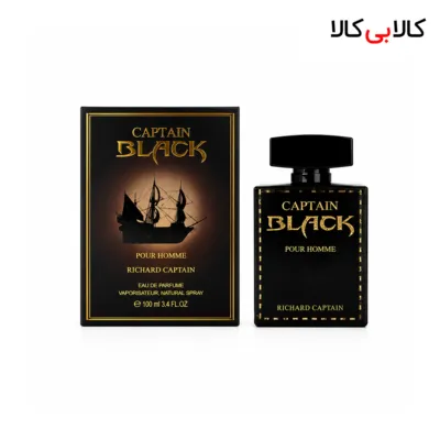 ادکلن کاپیتان بلک مردانه ریچارد کاپیتان با طراحی مشکی و طلایی حجم 100 میلی لیتر