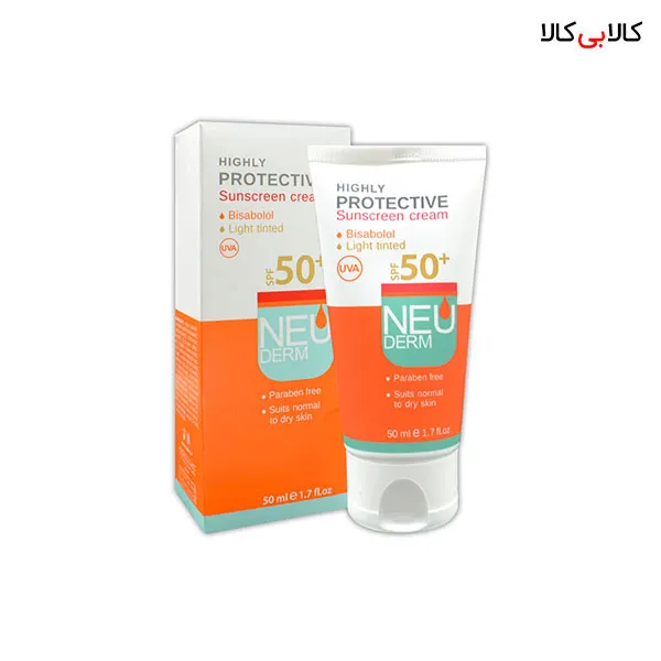 کرم ضد آفتاب SPF50 هایلی پروتکتیو رنگی نئودرم حجم 50 میلی لیتر