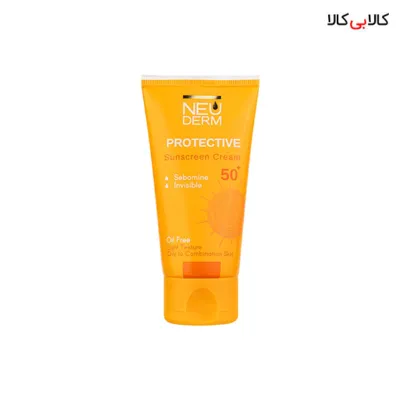 کرم ضد آفتاب SPF50 هایلی پروتکتیو فاقد چربی بی‌رنگ نئودرم حجم 50 میلی‌ لیتر