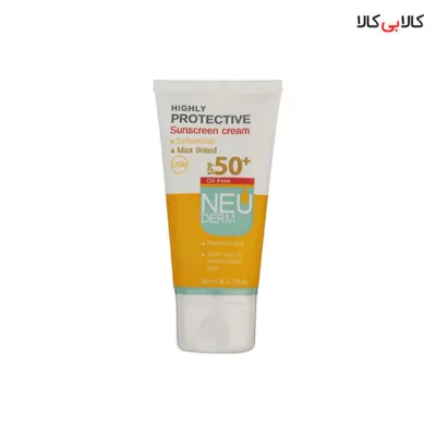 کرم ضد آفتاب SPF50 هایلی پروتکتیو فاقد چربی رنگی نئودرم حجم 50 میلی‌ لیتر