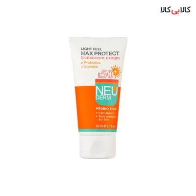 کرم ضد آفتاب SPF50 مکس پروتکت بی‌رنگ نئودرم حجم 50 میلی‌ لیتر