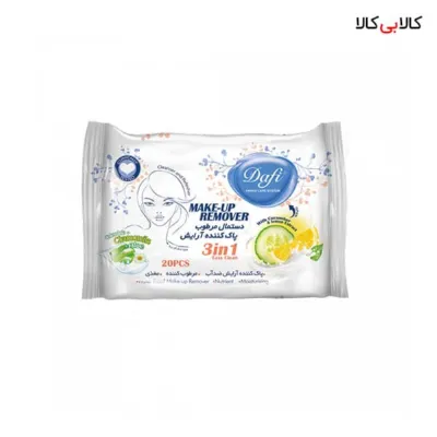 دستمال مرطوب پاک کننده آرایش دافی 20 عددی مدل 3 در 1