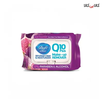 دستمال مرطوب پاک کننده آرایش Q10 جوان کننده پوست درب دار دافی طرح میوه انجیر 50 عددی