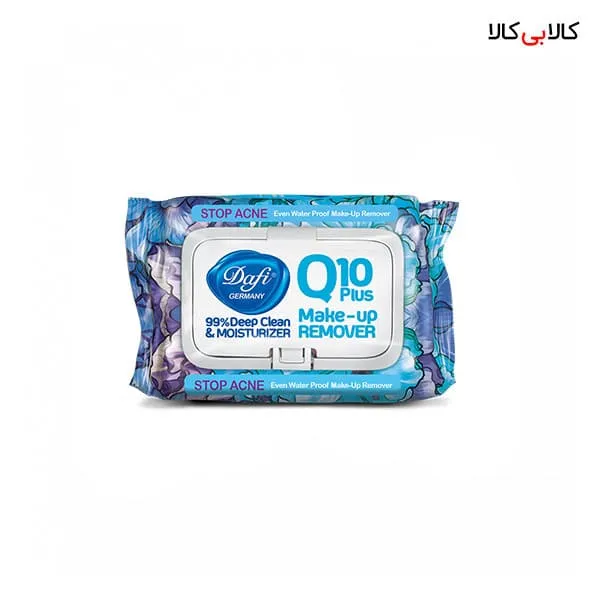 دستمال مرطوب پاک کننده آرایش Q10 ضد جوش درب دار دافی طرح گل 50 عددی