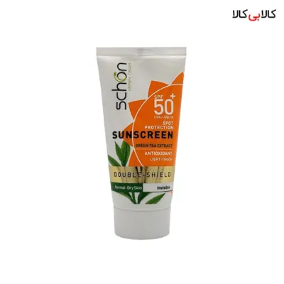 کرم ضد آفتاب دابل شیلد SPF50 چای سبز بی رنگ شون حجم 50 میلی لیتر