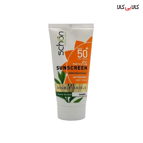 کرم ضد آفتاب دابل شیلد SPF50 چای سبز بی رنگ شون حجم 50 میلی لیتر