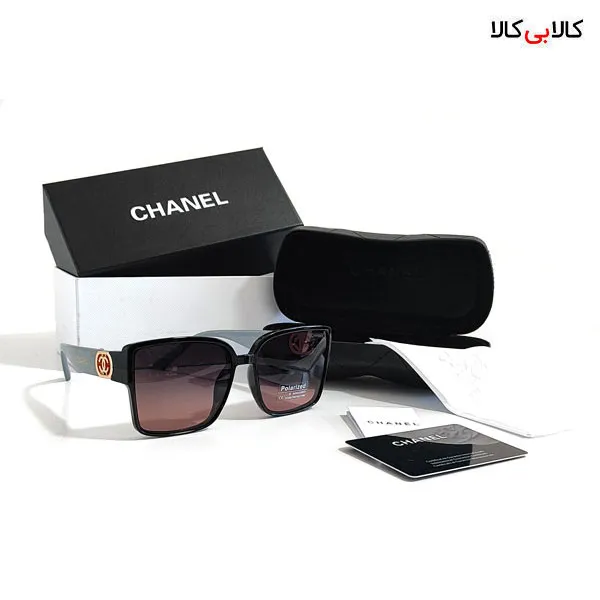 عینک آفتابی زنانه شنل مدل P2293 مشکی دسته طوسی