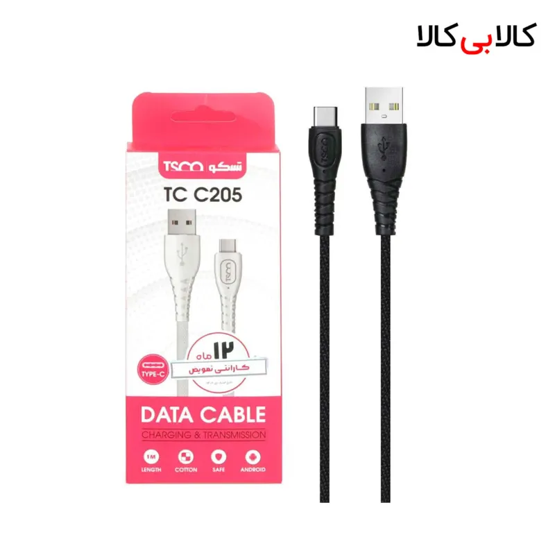 کابل تبدیل USB به USB-C تسکو مدل TCC205 طول 1 متر