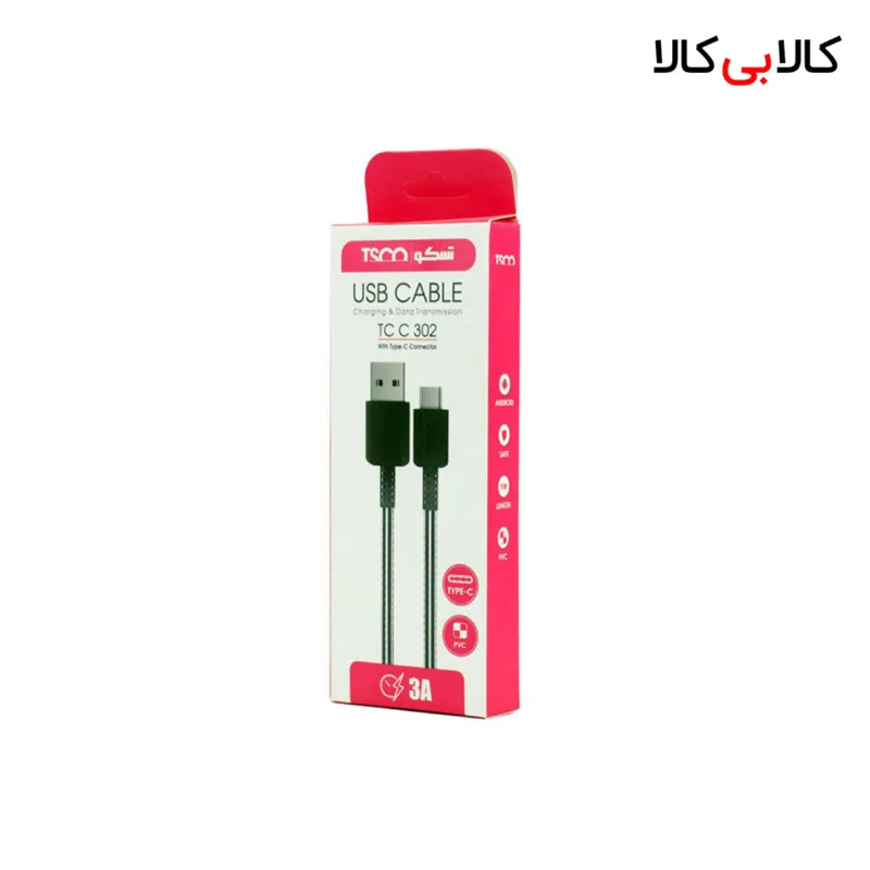 کابل تبدیل USB به USB-C تسکو مدل TCC302 طول 1 متر