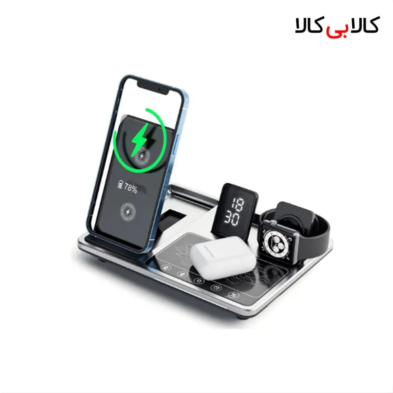 شارژر رومیزی 15 وات گرین لاین مدل Wireless-Ch station 4 in 1