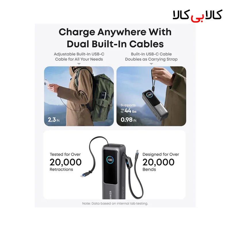 پاور بانک فست شارژ انکر A1695H11 100W ظرفیت 25000 میلی آمپر ساعت