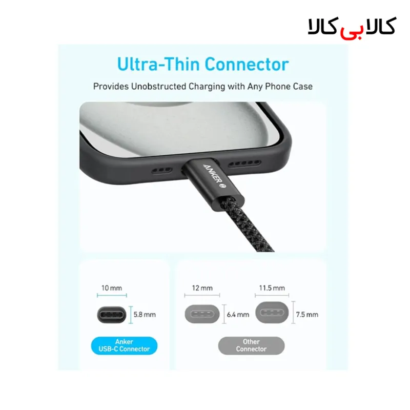 کابل تبدیل USB-C به USB-C انکر مدل Zolo A8060 طول 1.8 متر با توان 240 وات