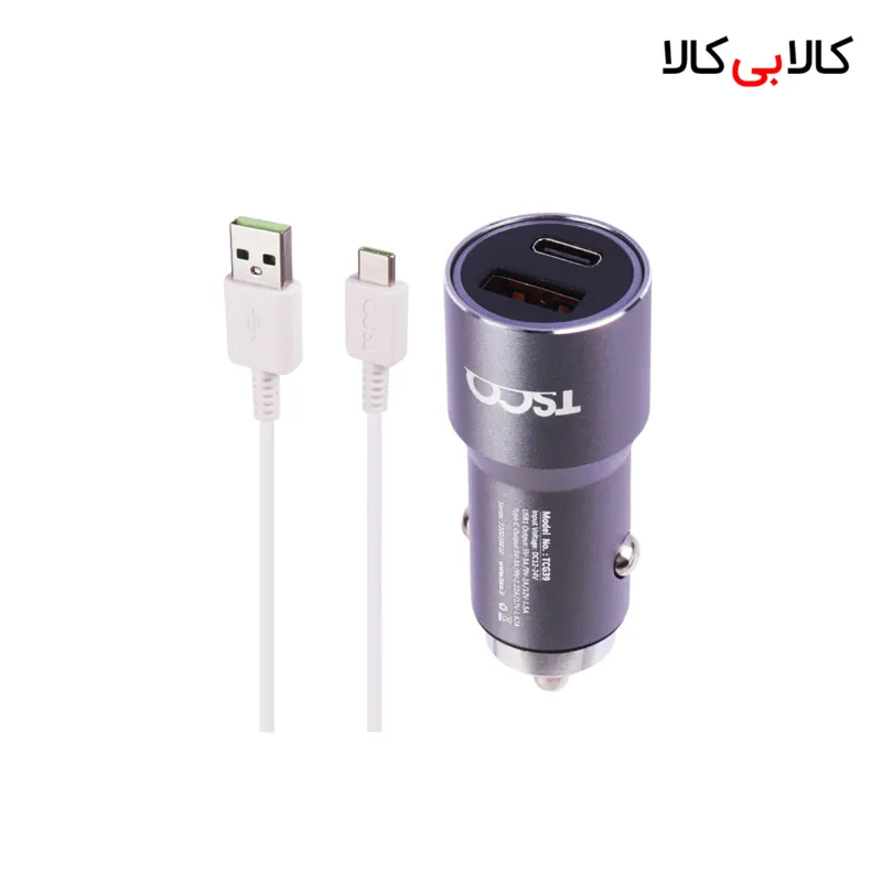 شارژر فندکی 38 وات تسکو TCG39 + کابل تایپ سی