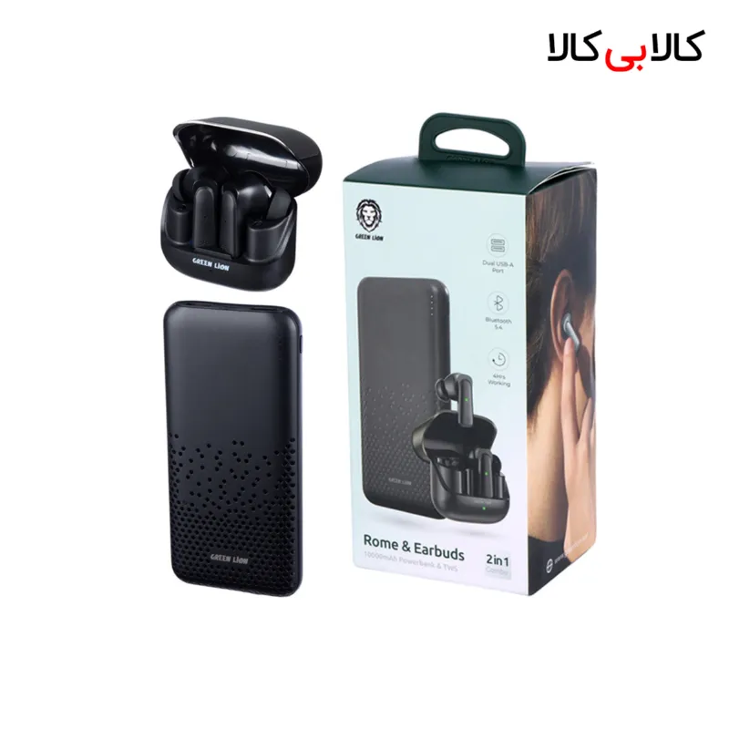 پکیج پاور بانک و هندزفری بلوتوثی Green Lion Rome & Earbuds GNROME2TWSBK