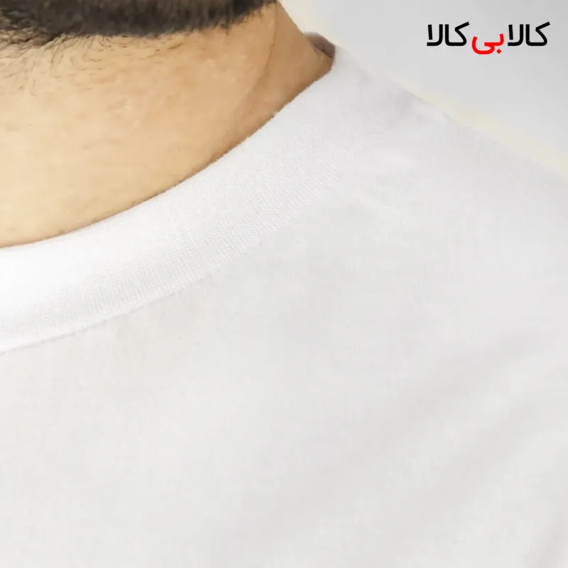 تیشرت سفید ساده آستین کوتاه مردانه بی نقش