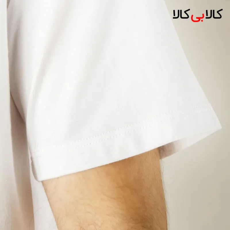 تیشرت سفید ساده آستین کوتاه مردانه بی نقش