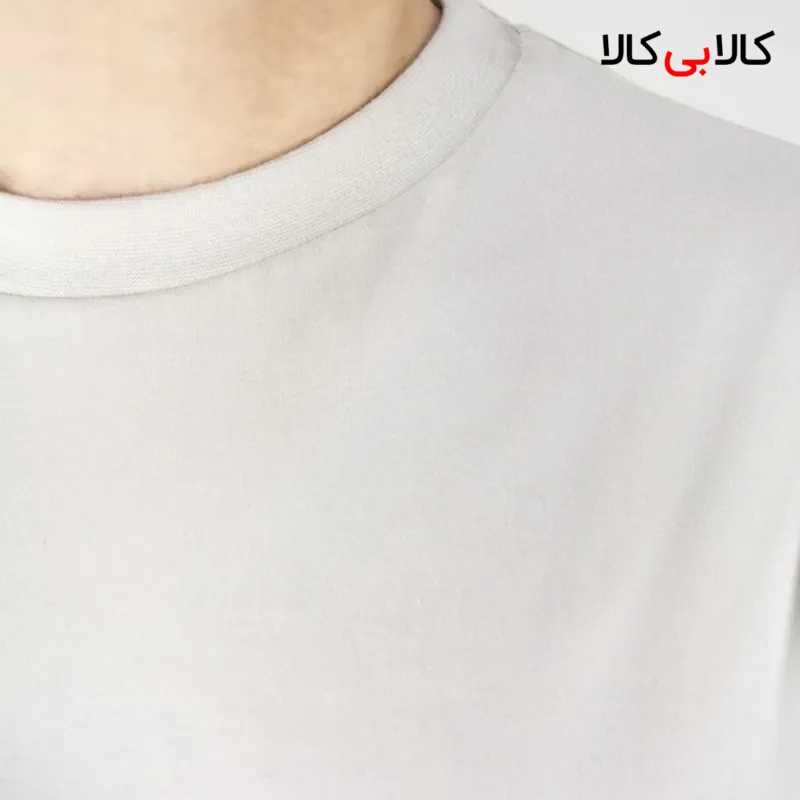 تیشرت کرم ساده آستین کوتاه مردانه
