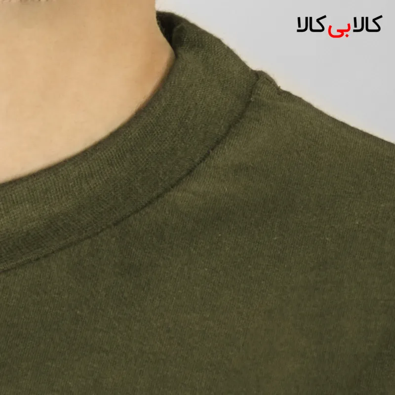 تیشرت سبز ارتشی ساده آستین کوتاه مردانه