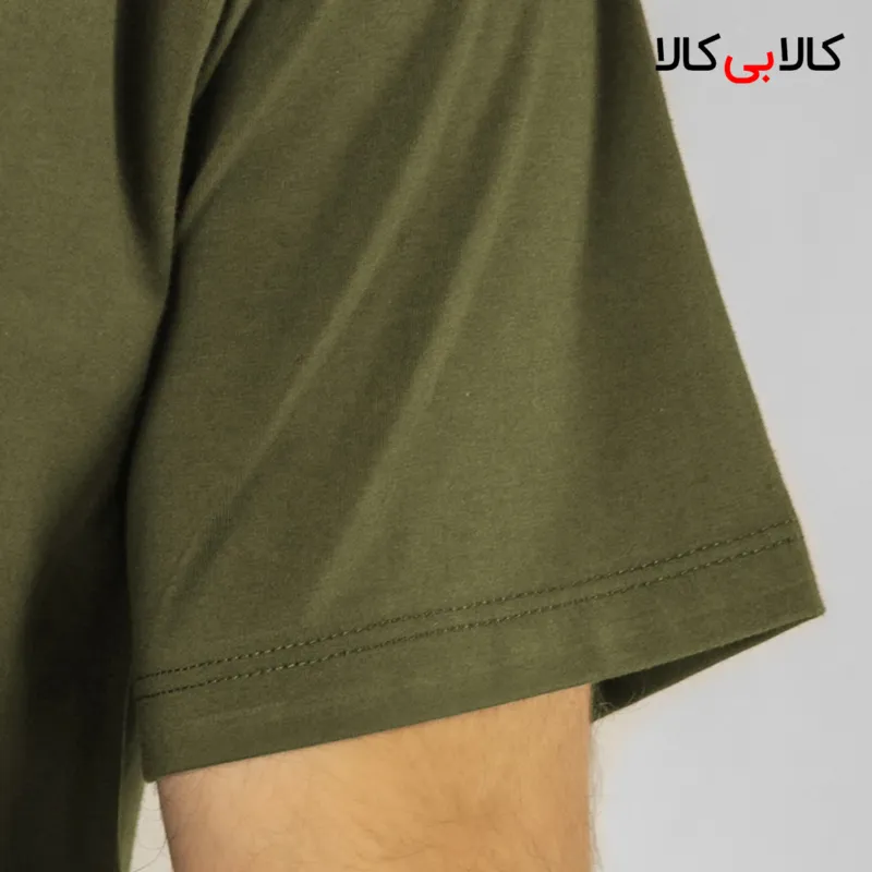 تیشرت سبز ارتشی ساده آستین کوتاه مردانه