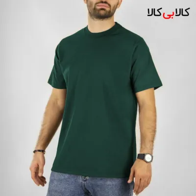 تیشرت سبز کله غازی ساده آستین کوتاه مردانه