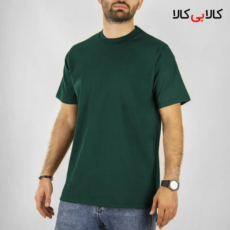 تیشرت سبز کله غازی ساده آستین کوتاه مردانه