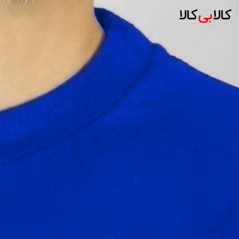 تیشرت آبی ساده آستین کوتاه مردانه
