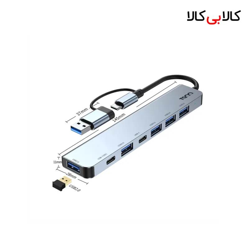 هاب USB هفت پورت تسکو تایپ سی مدل THU 1148