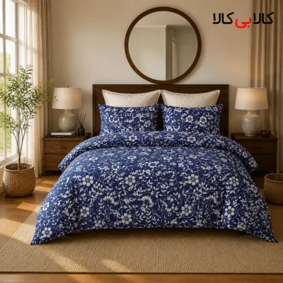 روتختی طرح گل آبی و سفید بزرگسال کد 63