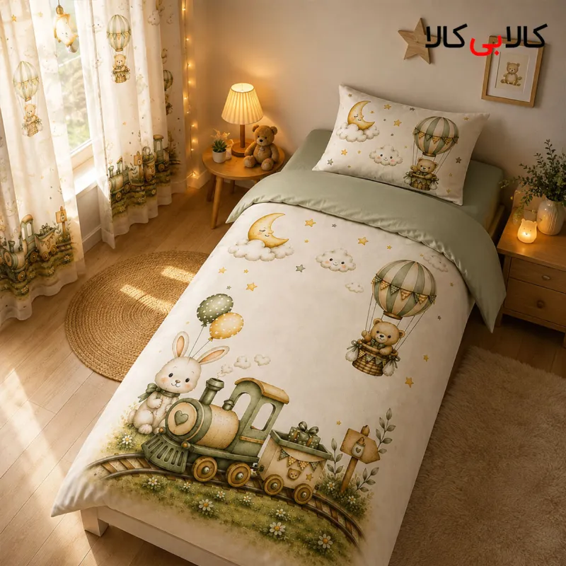 روتختی طرح خرگوش و قطار سبز دخترانه کد 87