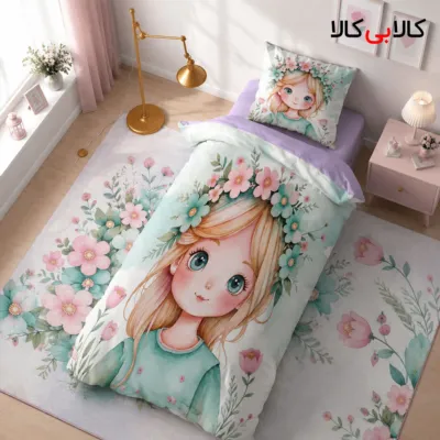 روتختی طرح دختر و گل سبز دخترانه کد 101