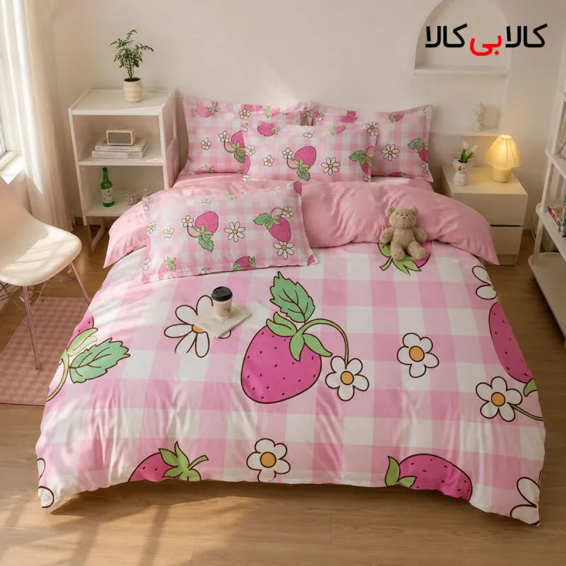 روتختی طرح توت فرنگی صورتی دخترانه کد 130