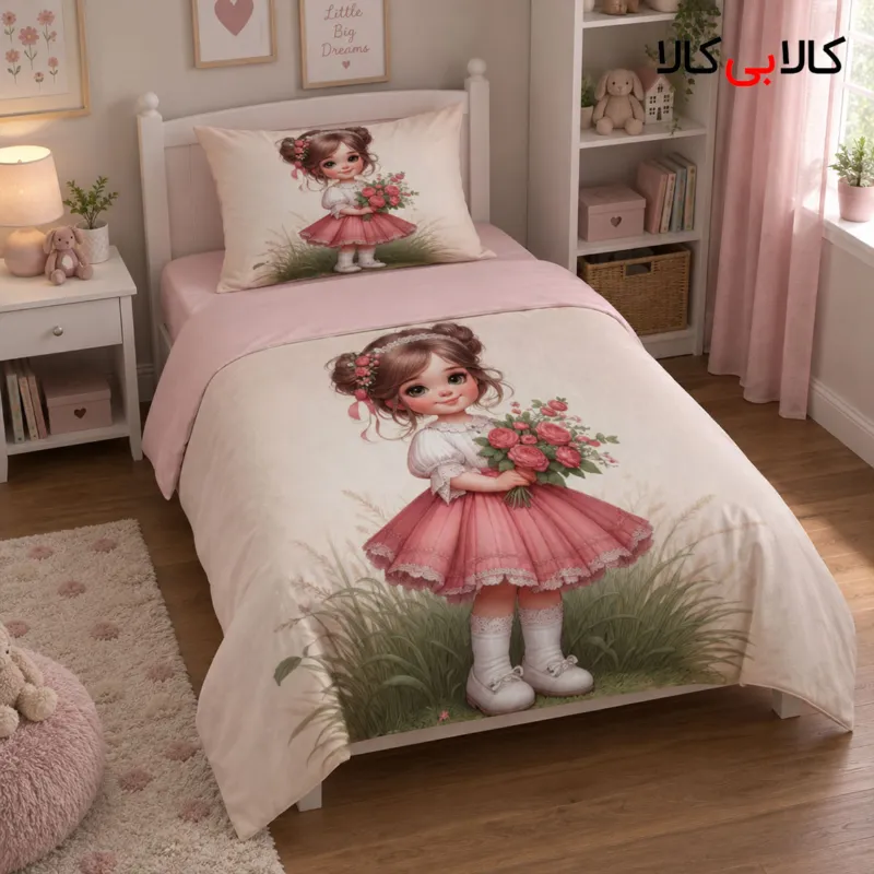 روتختی طرح دختر دامن صورتی دخترانه کد 227