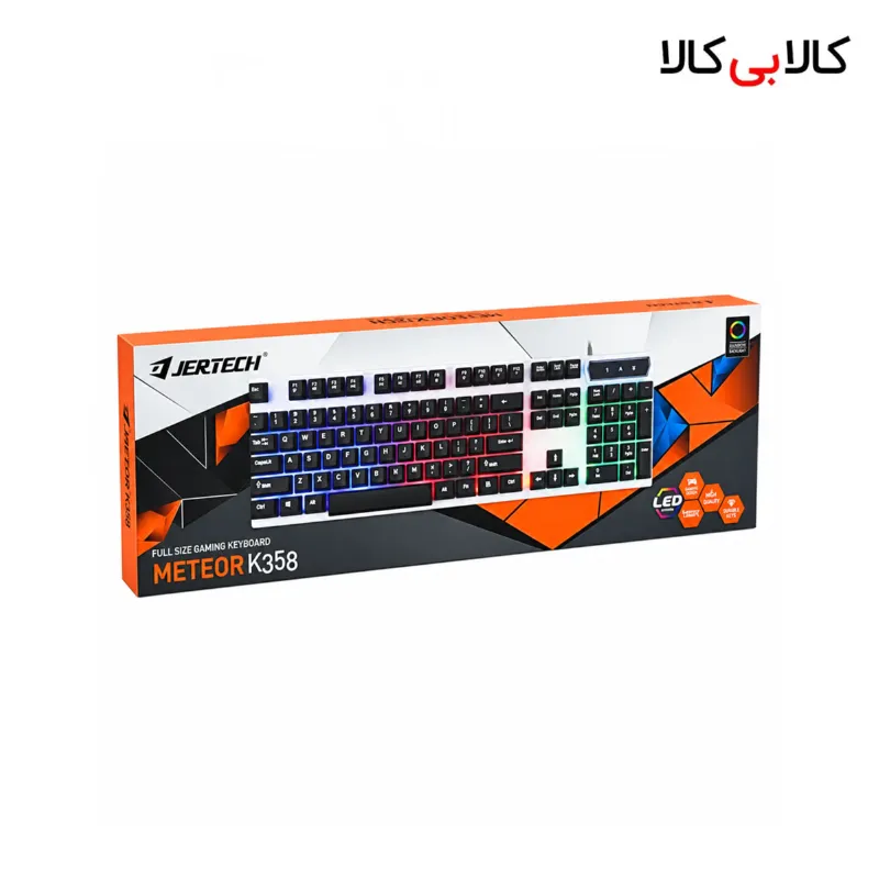 کیبورد گیمینگ جرتک مدل K358 با نورپردازی Rainbow