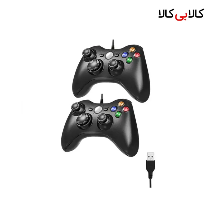 دسته بازی دوبل سیمی کامپیوتر طرح ایکس‌ باکس مدل USB360−2 (دارای شوک)