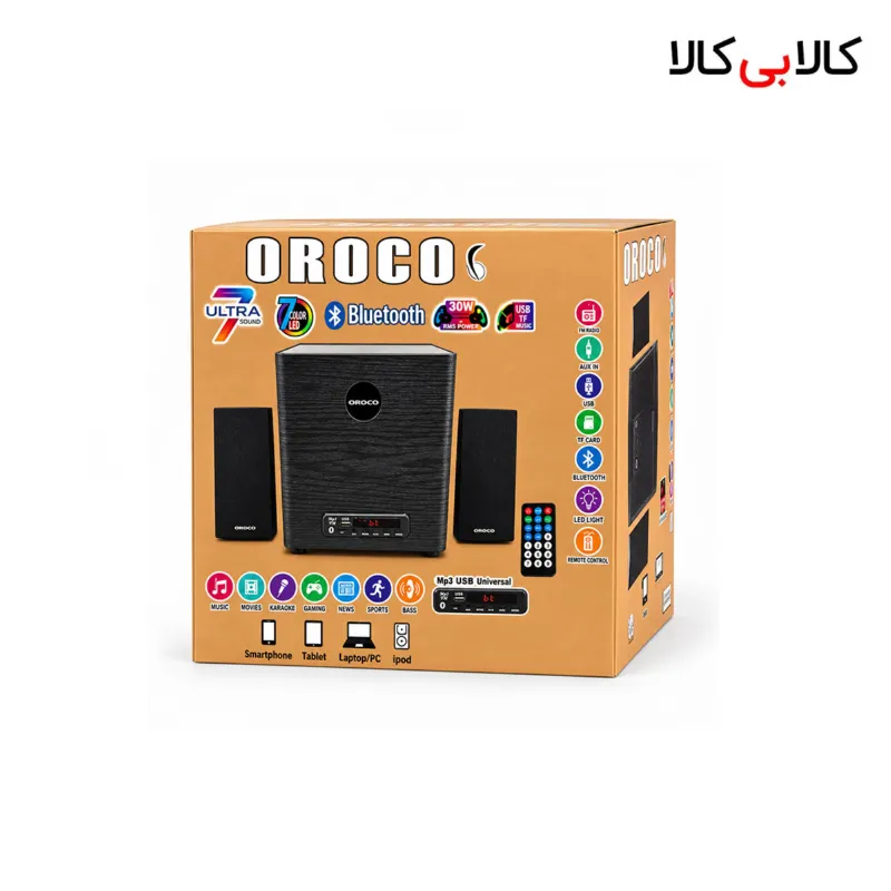 اسپیکر سه تکه رومیزی بلوتوثی اوروکو OROCO (توان 40 𝑊و ریموت کنترل)