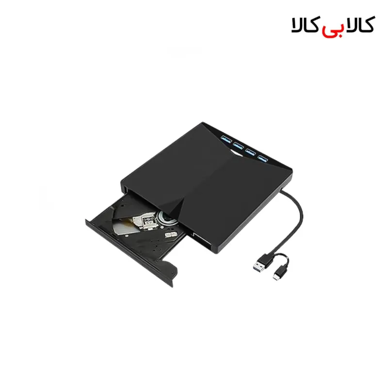 درایو نوری اکسترنال 7 کاره (DVD-RW، هاب USB و رم‌ ریدر) با کابل دوگانه