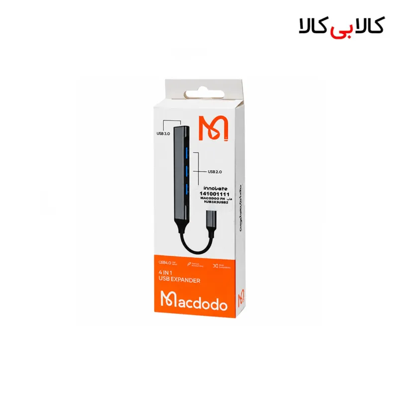هاب 4 پورت تایپ سی طرح مک دودو (Macdodo) دارای 1 پورت USB 3.0 و 3 پورت USB 2.0