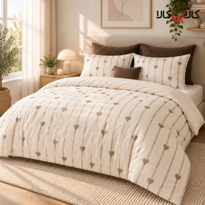 روتختی پینترستی طرح راه راه قلبی سفید کرم بزرگسال کد 273