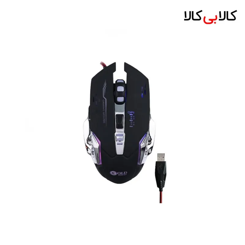 ماوس مخصوص بازی گلد اسکار مدل T5 طراحی رباتیک کرومی، دقت 3600 DPI
