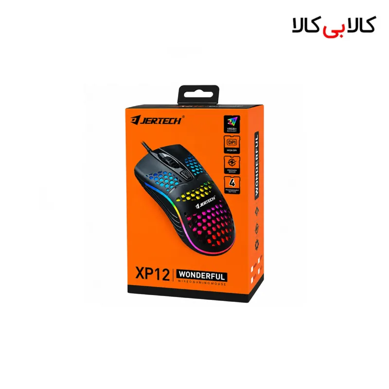 ماوس مخصوص بازی جرتک (Jertech) مدل XP12 طراحی لانه زنبوری، دقت 3200 DPI