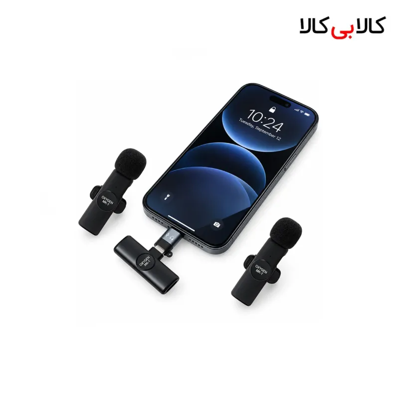 میکروفون یقه ای بی سیم دوگانه اکسیژن (Oxygen) مدل MK-1 با رابط Type-C و Lightning