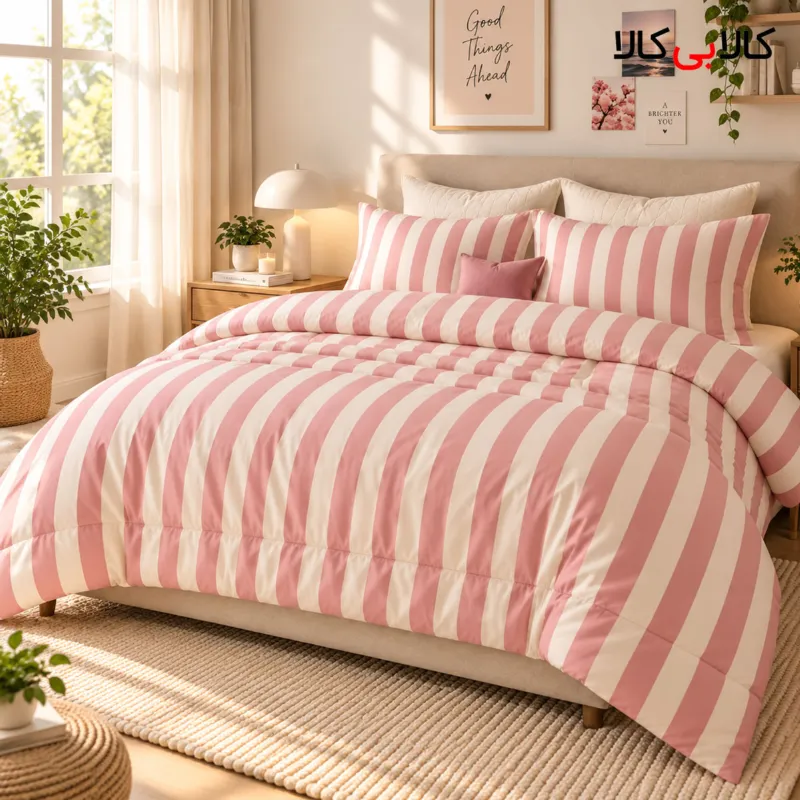 روتختی طرح راه راه صورتی بزرگسال کد 308