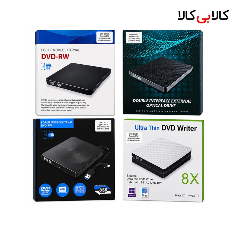 درایو نوری اکسترنال DVD-RW مدل 012 رابط دوگانه USB 3.0 و Type-C