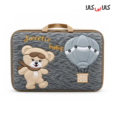سرویس خواب مخمل طرح خرس و بالن رنگ طوسی تیره