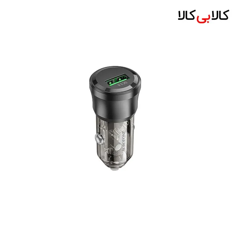 شارژر فندکی بروفون BZ23 تک پورت با بدنه شفاف و حاشیه مشکی