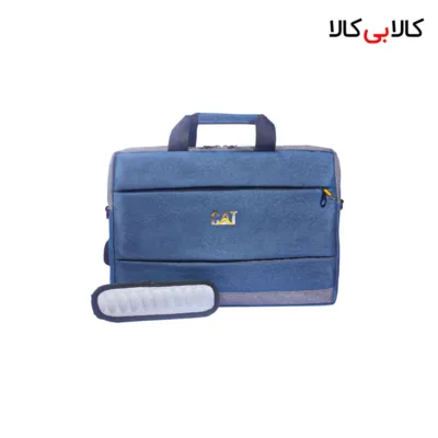کیف لپ تاپ دستی و اداری طرح کت CAT مدل 016 آبی با نوار طوسی