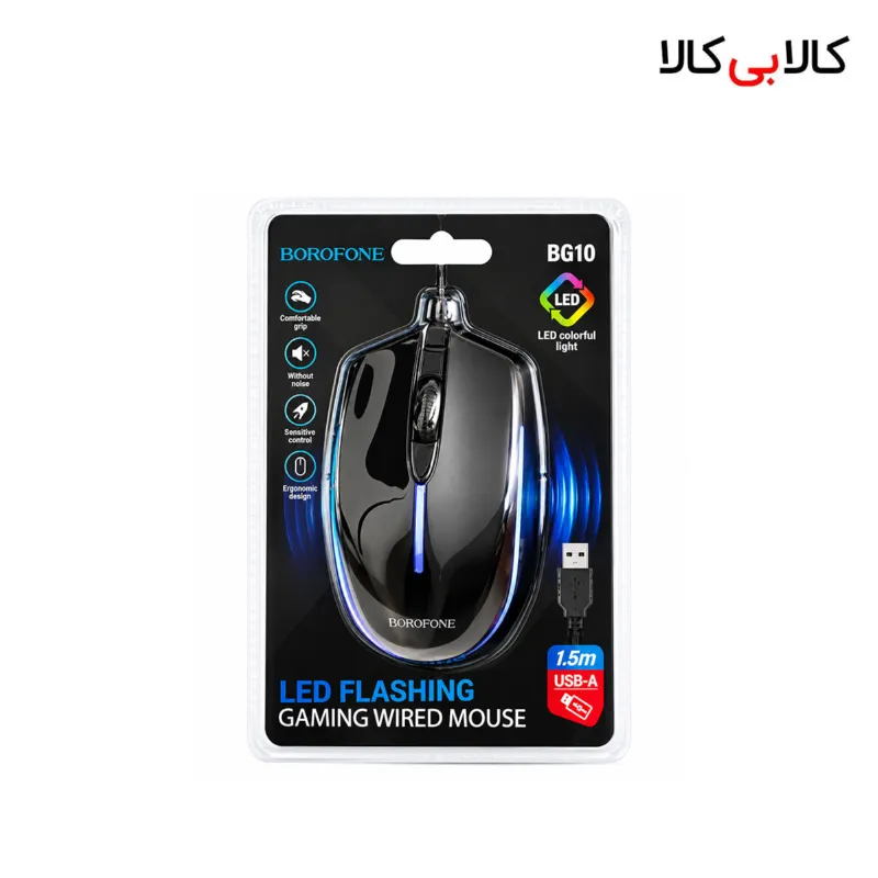 ماوس گیمینگ سیمی بروفون مدل BG10 با نورپردازی LED