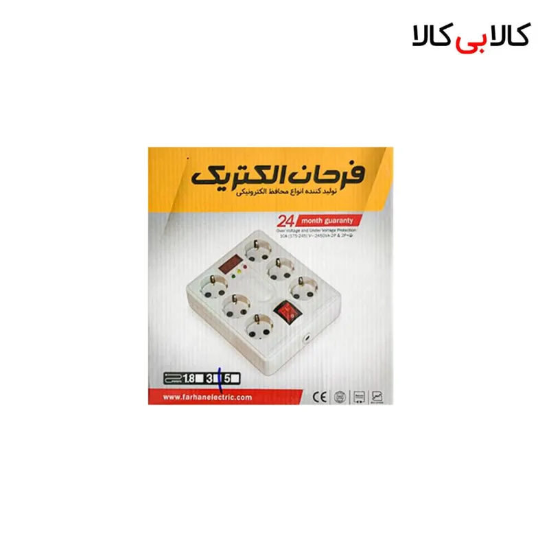 محافظ برق شش خانه دیجیتالی فرحان مدل 666 (کابل 3 متر) Farhan 666