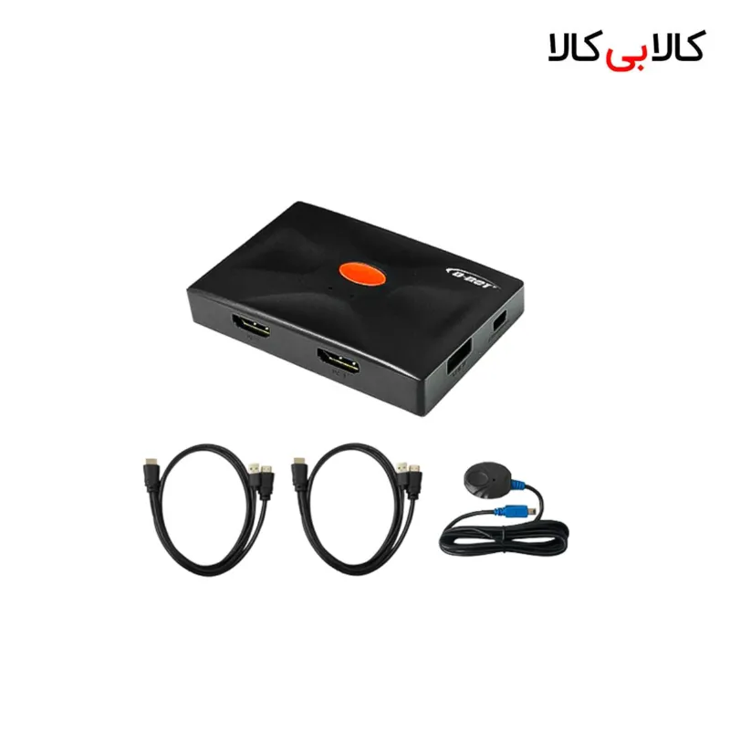 سوئیچ KVM دو پورت HDMI دینت همراه با کابل و ریموت سیمی