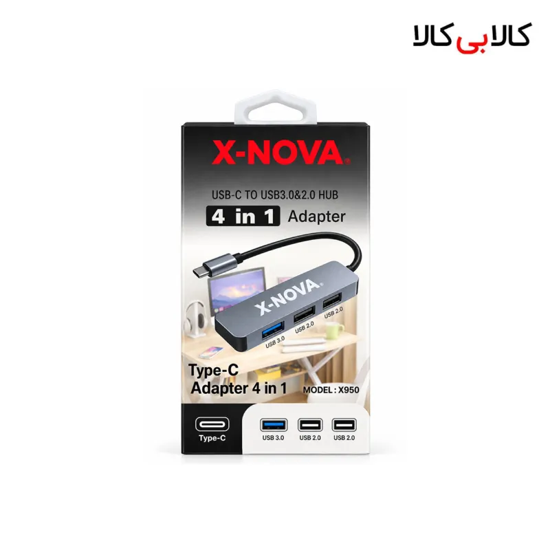 هاب 4 پورت تایپ سی (Type-C) ایکس نووا (X-NOVA) مدل X950